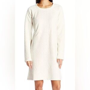 PrAna Macee Dress Ivory Cable Textured Long Sleeve Size Small